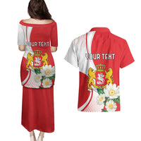 Personalized Georgia Independence Restoration Day Couples Matching Puletasi and Hawaiian Shirt Dzala Ertobashia Rosa Laevigata