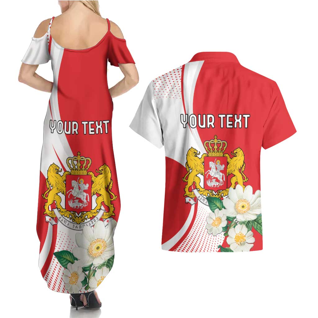Personalized Georgia Independence Restoration Day Couples Matching Summer Maxi Dress and Hawaiian Shirt Dzala Ertobashia Rosa Laevigata
