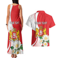Personalized Georgia Independence Restoration Day Couples Matching Tank Maxi Dress and Hawaiian Shirt Dzala Ertobashia Rosa Laevigata