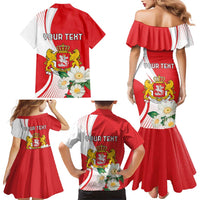 Personalized Georgia Independence Restoration Day Family Matching Mermaid Dress and Hawaiian Shirt Dzala Ertobashia Rosa Laevigata