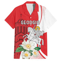 Personalized Georgia Independence Restoration Day Family Matching Off The Shoulder Long Sleeve Dress and Hawaiian Shirt Dzala Ertobashia Rosa Laevigata