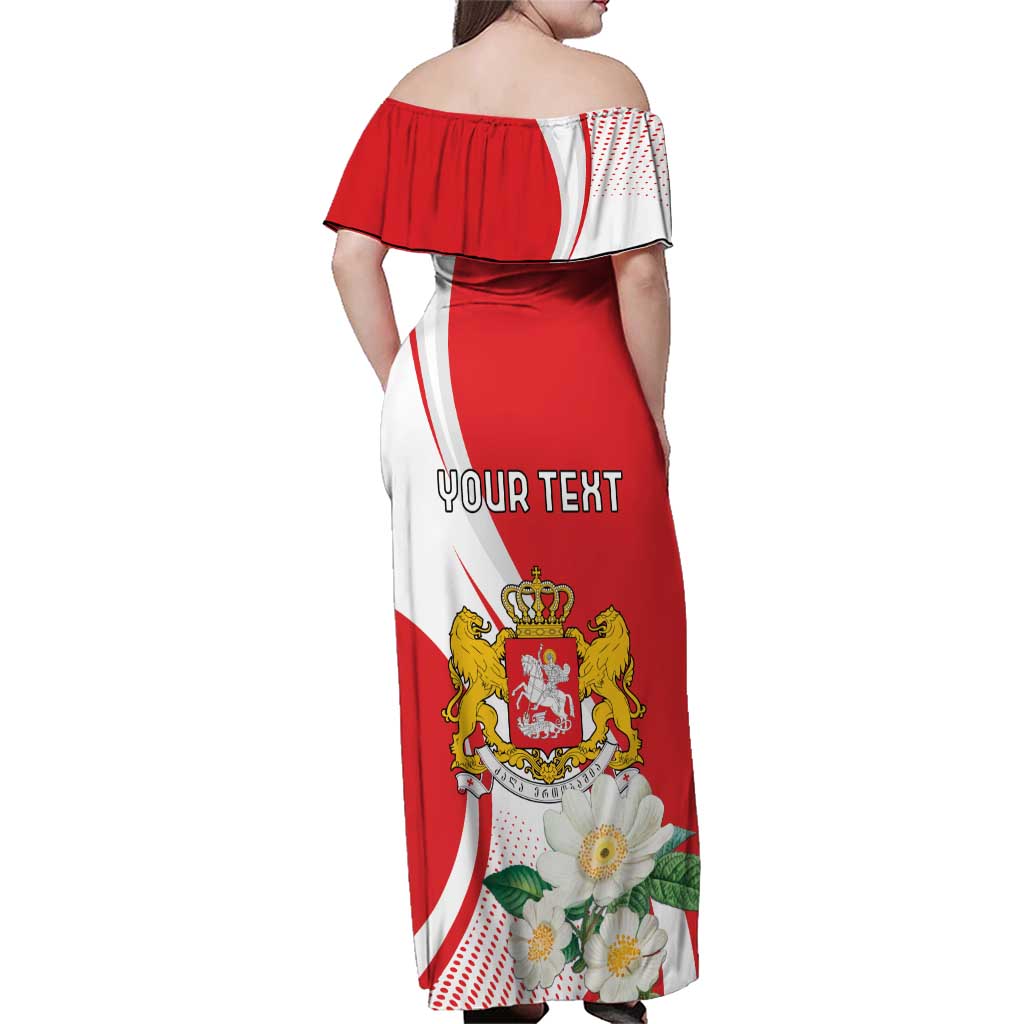 Personalized Georgia Independence Restoration Day Family Matching Off Shoulder Maxi Dress and Hawaiian Shirt Dzala Ertobashia Rosa Laevigata