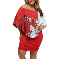 Personalized Georgia Independence Restoration Day Family Matching Off Shoulder Short Dress and Hawaiian Shirt Dzala Ertobashia Rosa Laevigata