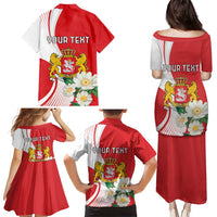 Personalized Georgia Independence Restoration Day Family Matching Puletasi and Hawaiian Shirt Dzala Ertobashia Rosa Laevigata