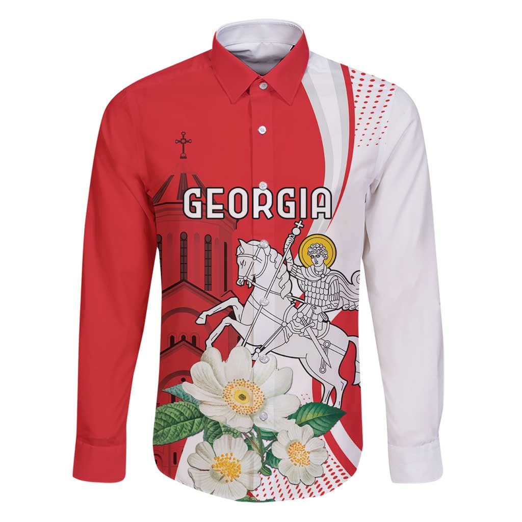 Personalized Georgia Independence Restoration Day Family Matching Puletasi and Hawaiian Shirt Dzala Ertobashia Rosa Laevigata