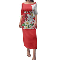 Personalized Georgia Independence Restoration Day Family Matching Puletasi and Hawaiian Shirt Dzala Ertobashia Rosa Laevigata