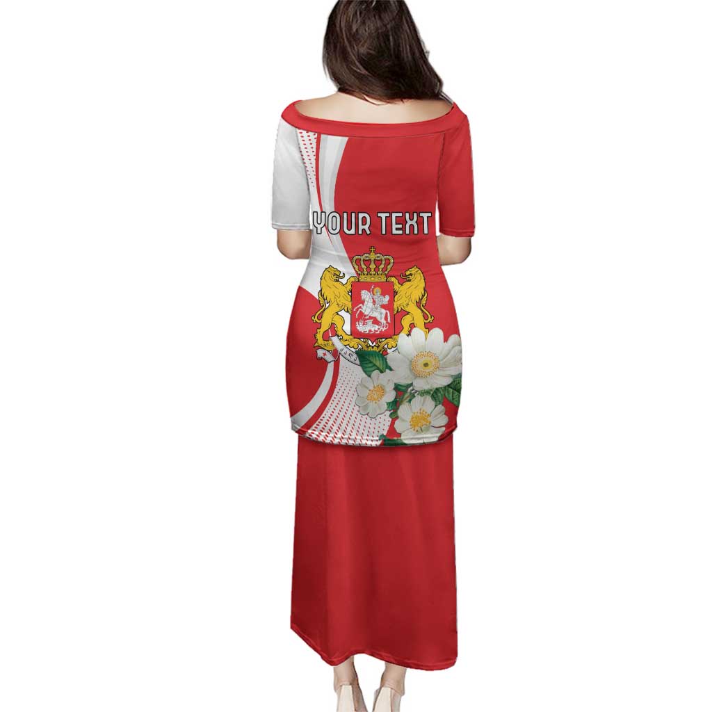 Personalized Georgia Independence Restoration Day Family Matching Puletasi and Hawaiian Shirt Dzala Ertobashia Rosa Laevigata