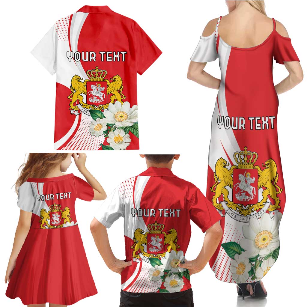 Personalized Georgia Independence Restoration Day Family Matching Summer Maxi Dress and Hawaiian Shirt Dzala Ertobashia Rosa Laevigata