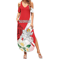 Personalized Georgia Independence Restoration Day Family Matching Summer Maxi Dress and Hawaiian Shirt Dzala Ertobashia Rosa Laevigata