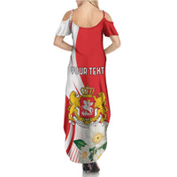 Personalized Georgia Independence Restoration Day Family Matching Summer Maxi Dress and Hawaiian Shirt Dzala Ertobashia Rosa Laevigata