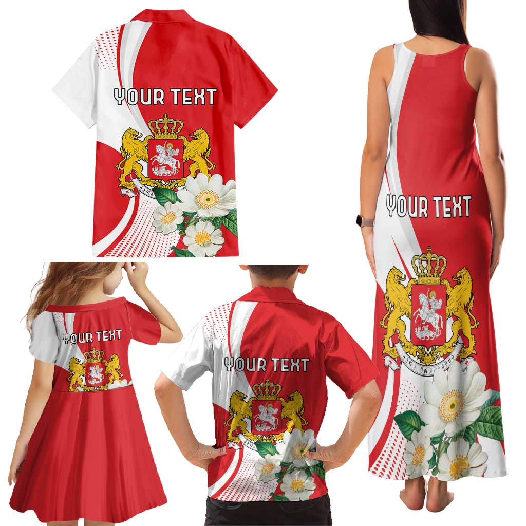 Personalized Georgia Independence Restoration Day Family Matching Tank Maxi Dress and Hawaiian Shirt Dzala Ertobashia Rosa Laevigata