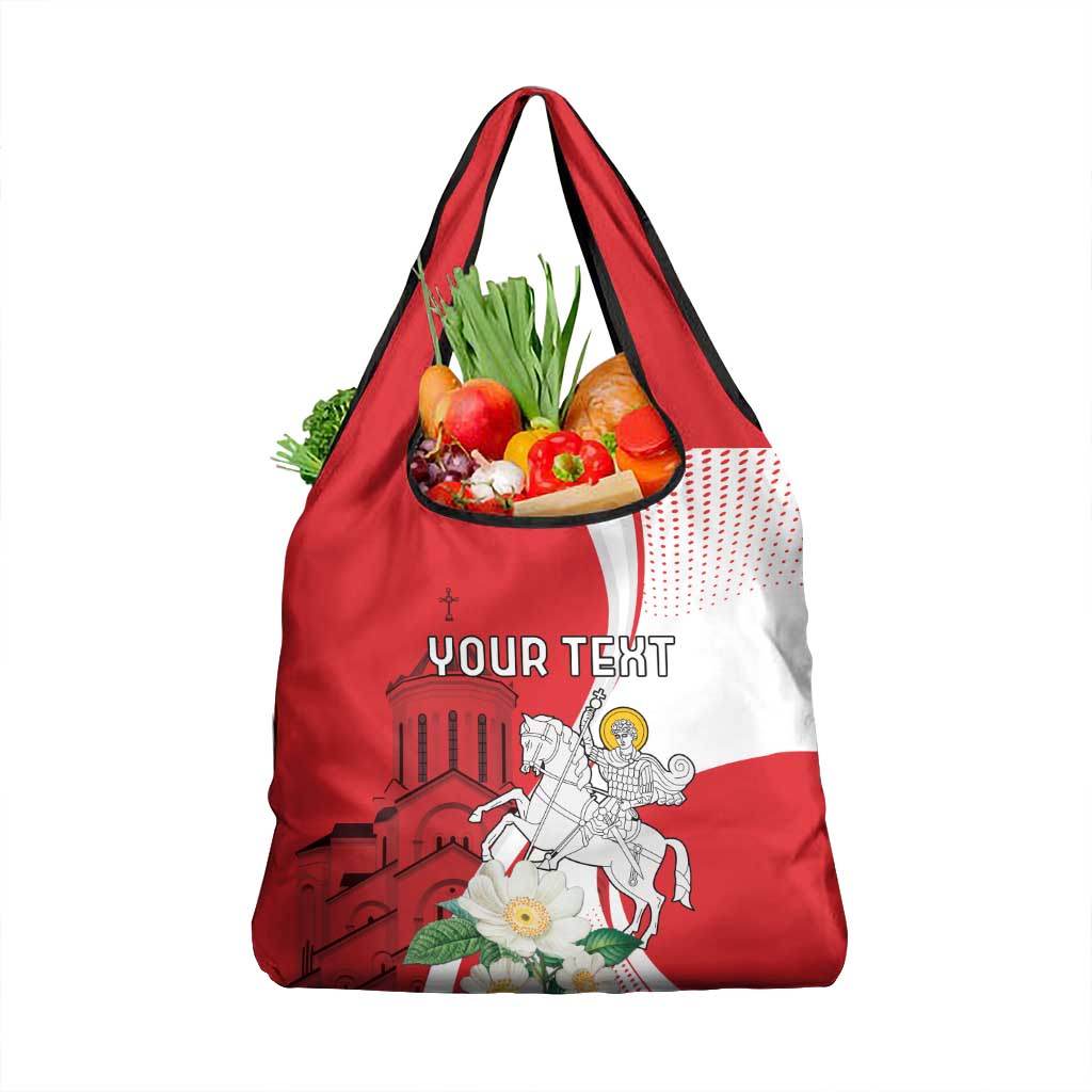 Personalized Georgia Independence Restoration Day Grocery Bag Dzala Ertobashia Rosa Laevigata