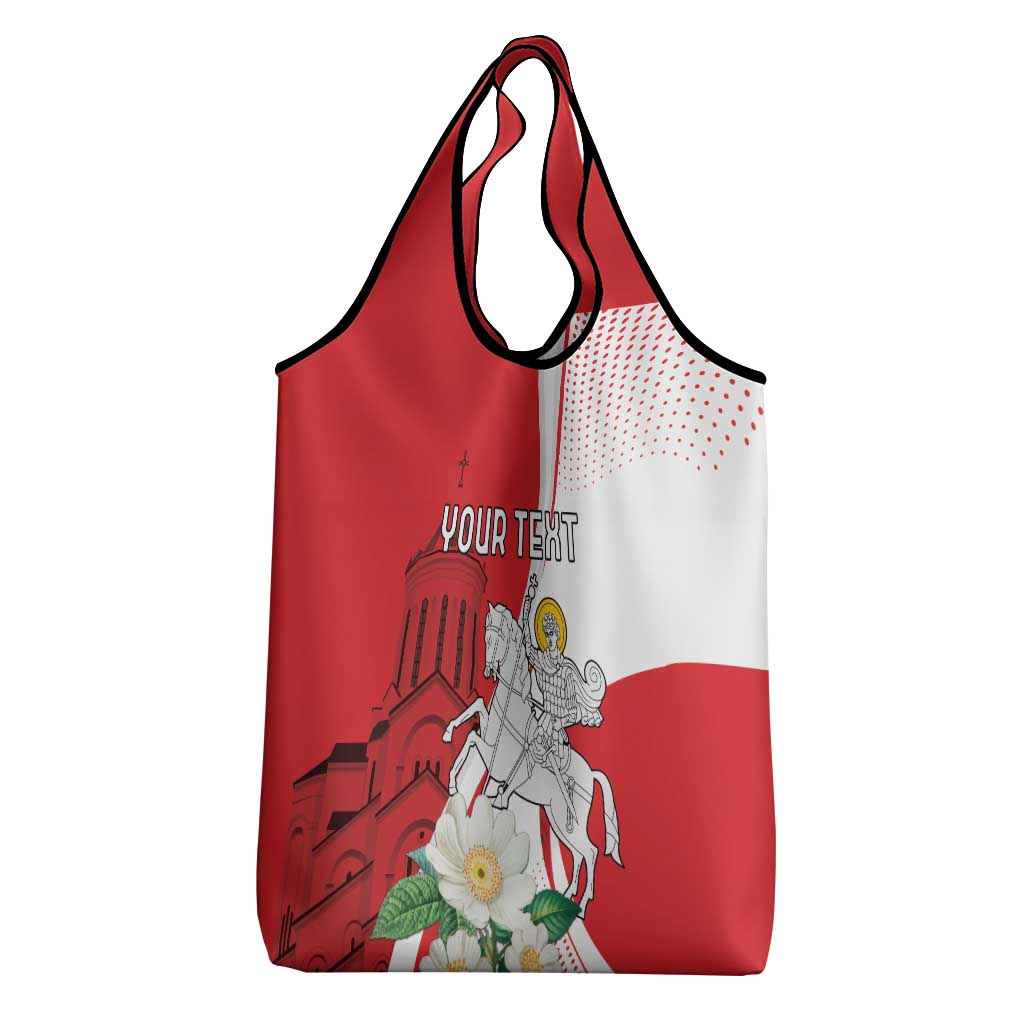 Personalized Georgia Independence Restoration Day Grocery Bag Dzala Ertobashia Rosa Laevigata