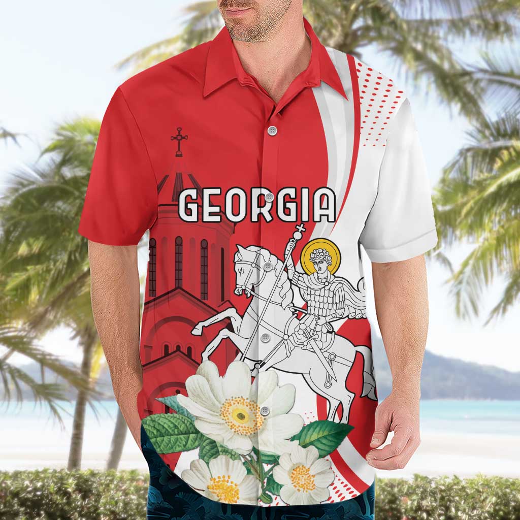 Personalized Georgia Independence Restoration Day Hawaiian Shirt Dzala Ertobashia Rosa Laevigata