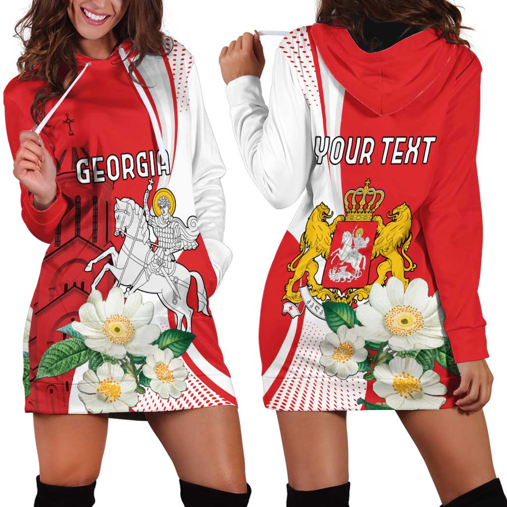 Personalized Georgia Independence Restoration Day Hoodie Dress Dzala Ertobashia Rosa Laevigata