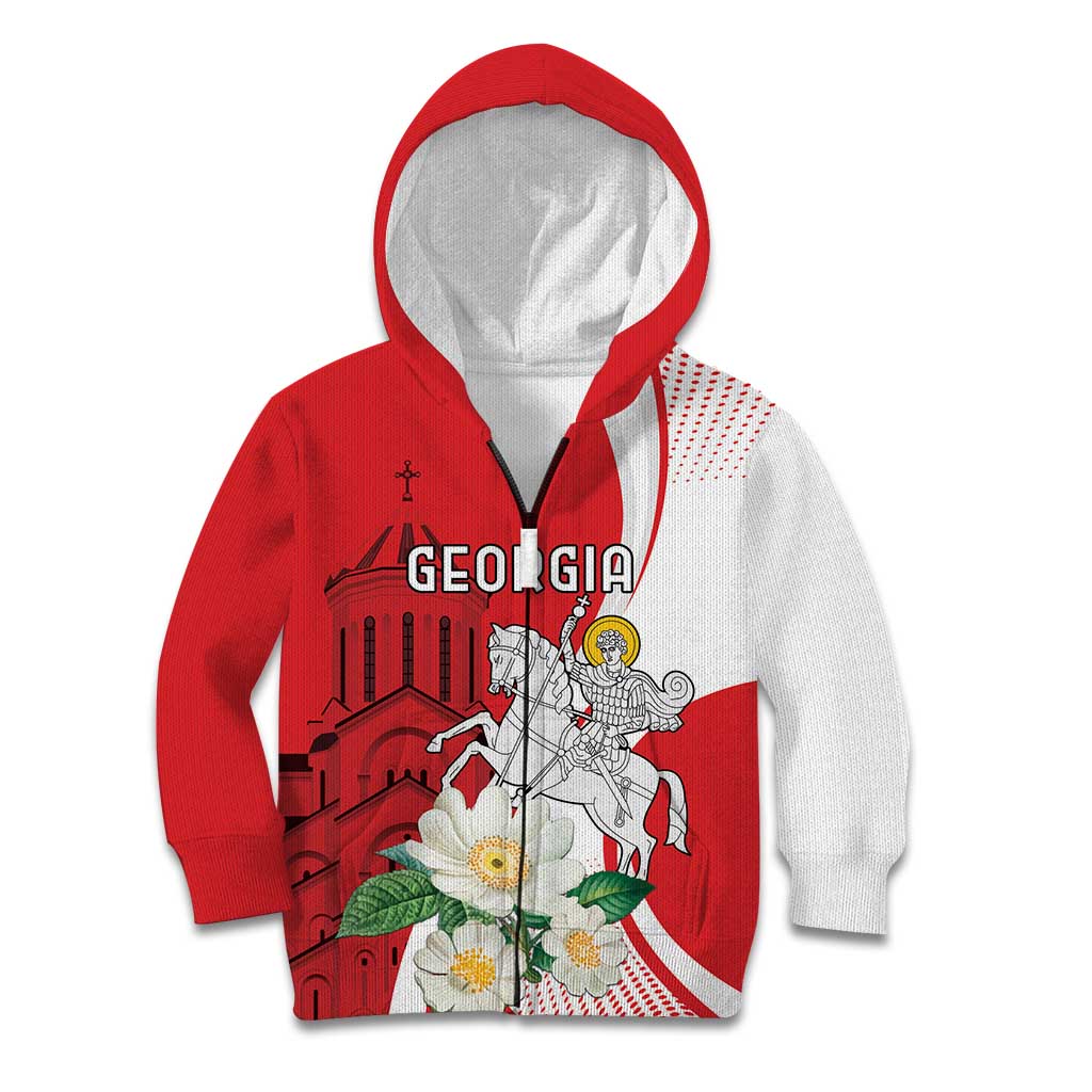 Personalized Georgia Independence Restoration Day Kid Hoodie Dzala Ertobashia Rosa Laevigata