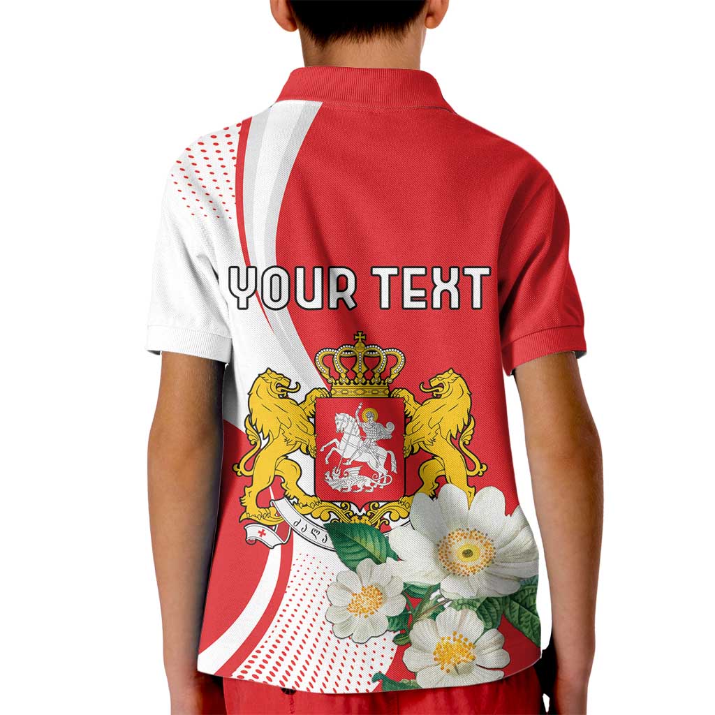 Personalized Georgia Independence Restoration Day Kid Polo Shirt Dzala Ertobashia Rosa Laevigata