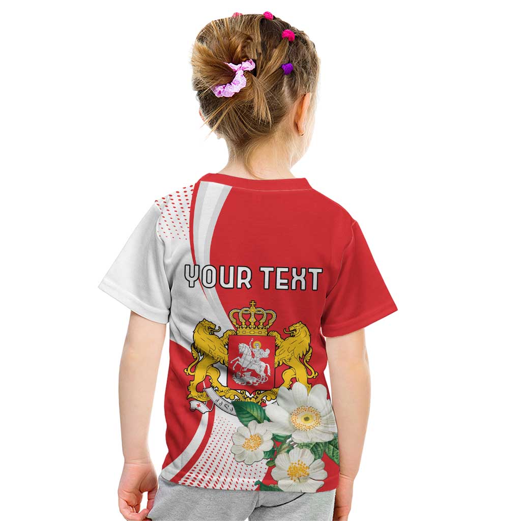 Personalized Georgia Independence Restoration Day Kid T Shirt Dzala Ertobashia Rosa Laevigata