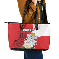 Personalized Georgia Independence Restoration Day Leather Tote Bag Dzala Ertobashia Rosa Laevigata