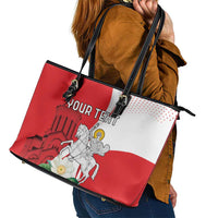 Personalized Georgia Independence Restoration Day Leather Tote Bag Dzala Ertobashia Rosa Laevigata