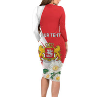 Personalized Georgia Independence Restoration Day Long Sleeve Bodycon Dress Dzala Ertobashia Rosa Laevigata