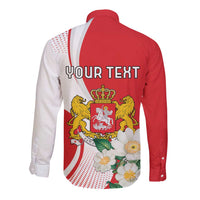 Personalized Georgia Independence Restoration Day Long Sleeve Button Shirt Dzala Ertobashia Rosa Laevigata