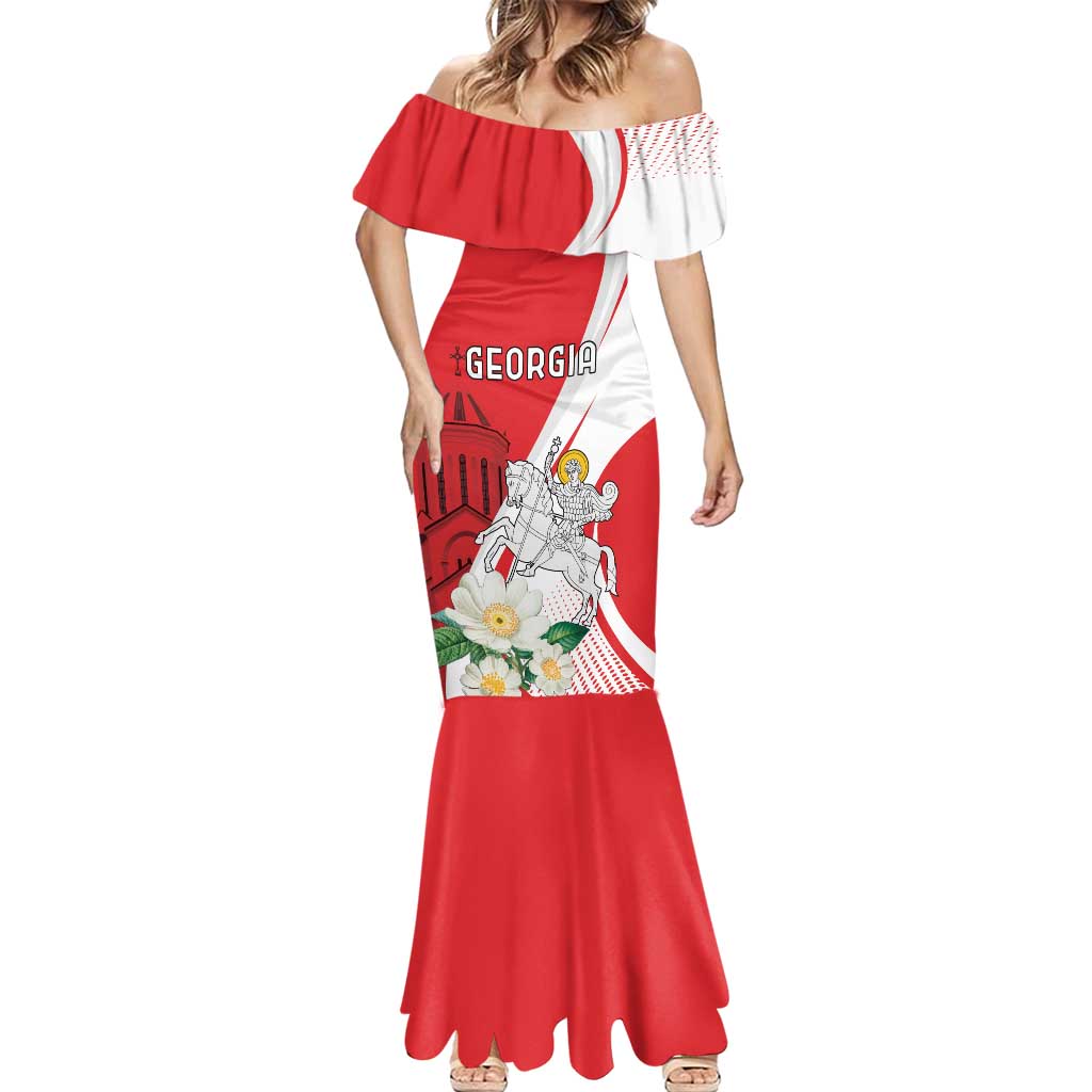Personalized Georgia Independence Restoration Day Mermaid Dress Dzala Ertobashia Rosa Laevigata