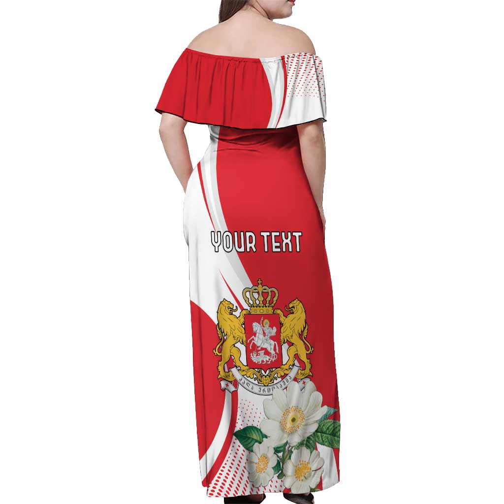 Personalized Georgia Independence Restoration Day Off Shoulder Maxi Dress Dzala Ertobashia Rosa Laevigata