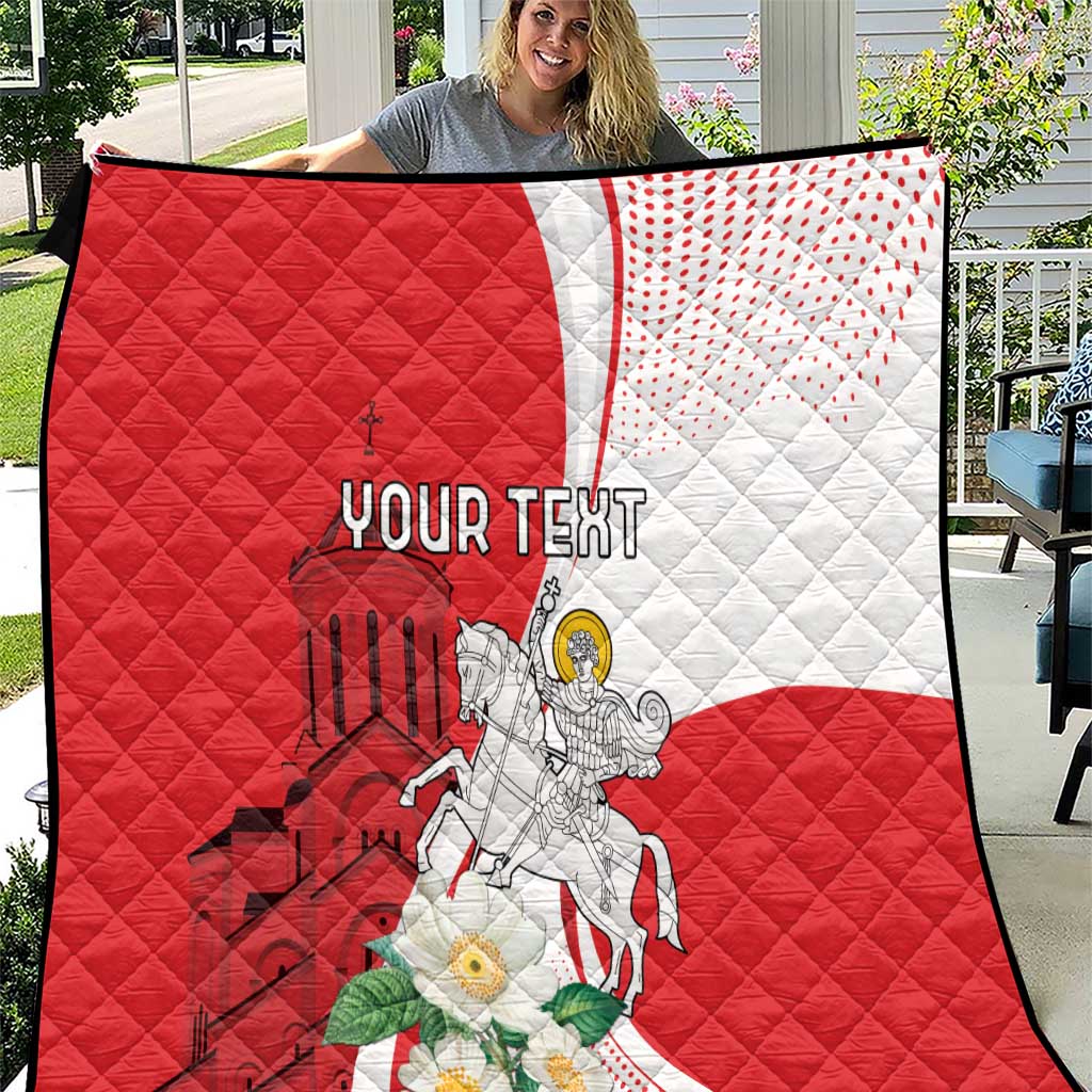 Personalized Georgia Independence Restoration Day Quilt Dzala Ertobashia Rosa Laevigata