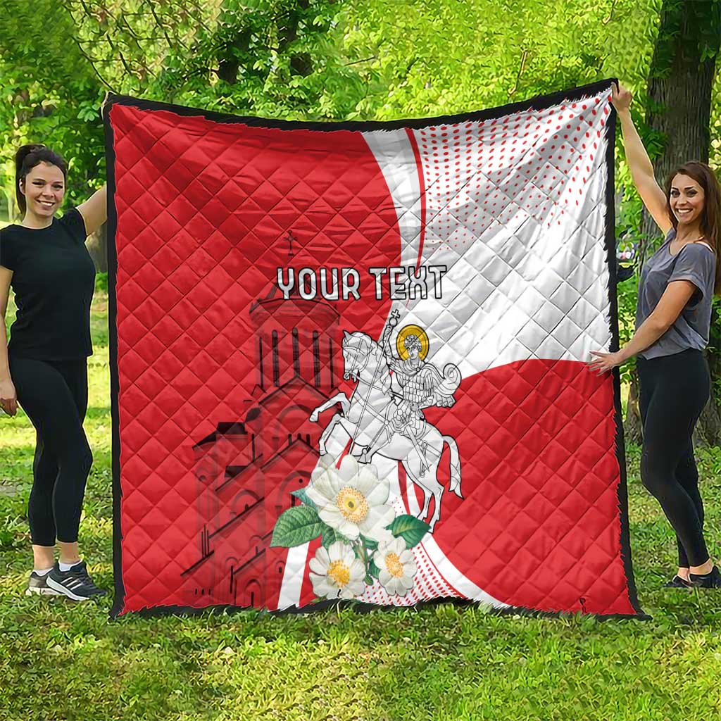 Personalized Georgia Independence Restoration Day Quilt Dzala Ertobashia Rosa Laevigata