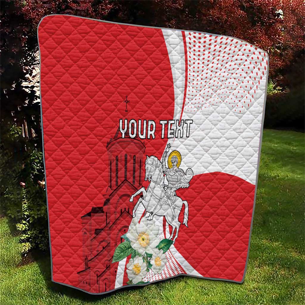 Personalized Georgia Independence Restoration Day Quilt Dzala Ertobashia Rosa Laevigata