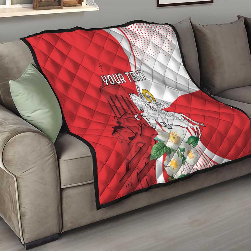 Personalized Georgia Independence Restoration Day Quilt Dzala Ertobashia Rosa Laevigata