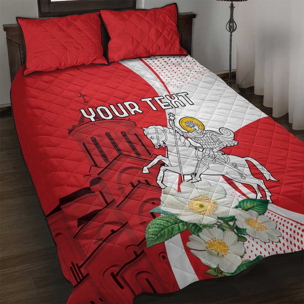 Personalized Georgia Independence Restoration Day Quilt Bed Set Dzala Ertobashia Rosa Laevigata