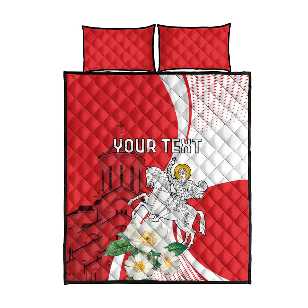 Personalized Georgia Independence Restoration Day Quilt Bed Set Dzala Ertobashia Rosa Laevigata