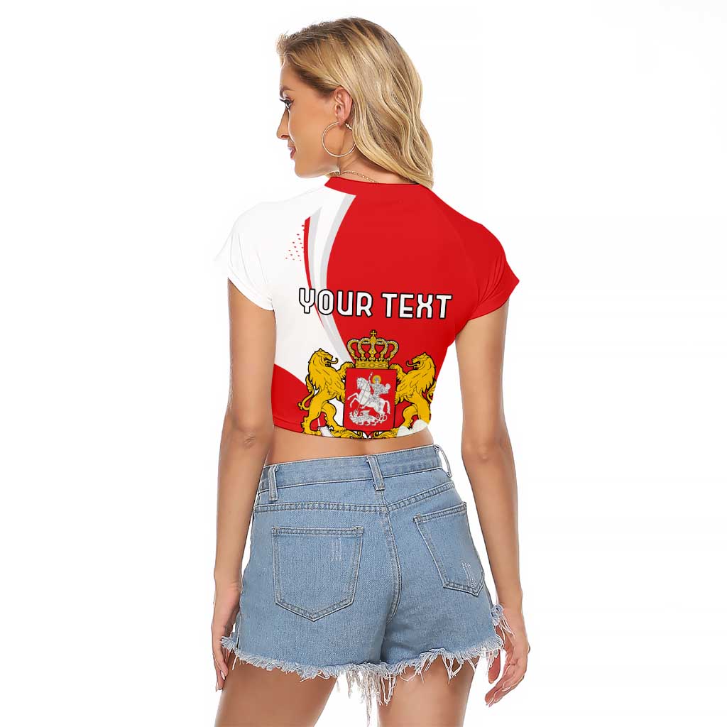 Personalized Georgia Independence Restoration Day Raglan Cropped T Shirt Dzala Ertobashia Rosa Laevigata