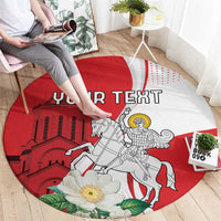 Personalized Georgia Independence Restoration Day Round Carpet Dzala Ertobashia Rosa Laevigata