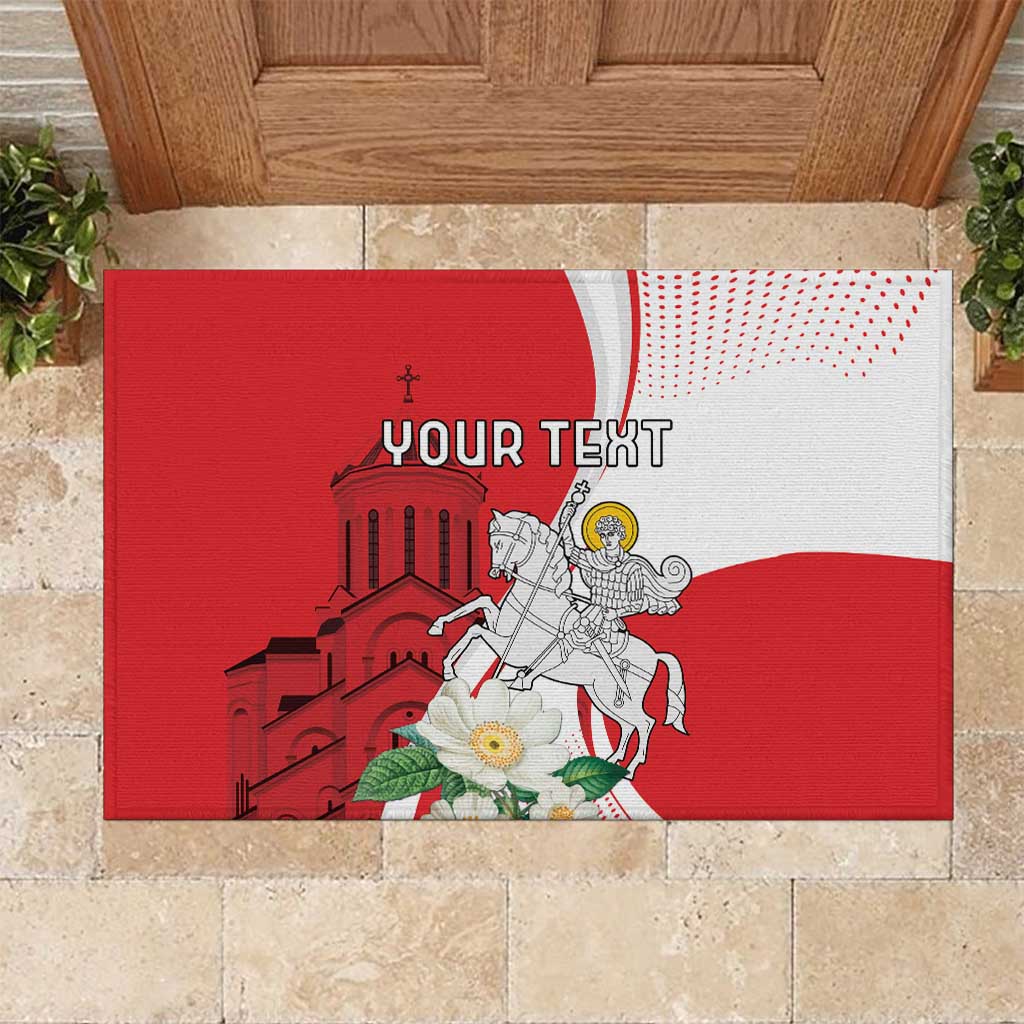Personalized Georgia Independence Restoration Day Rubber Doormat Dzala Ertobashia Rosa Laevigata