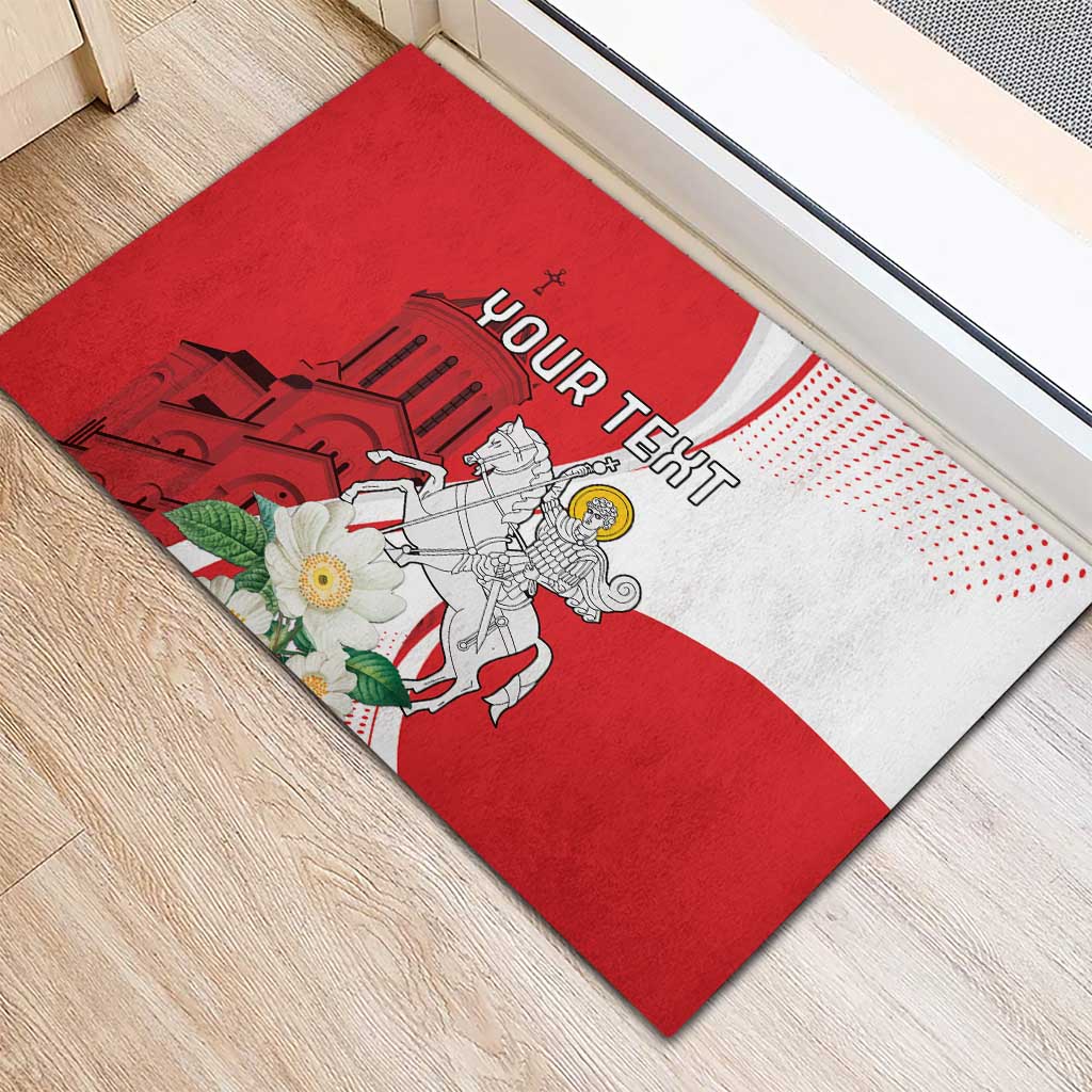 Personalized Georgia Independence Restoration Day Rubber Doormat Dzala Ertobashia Rosa Laevigata