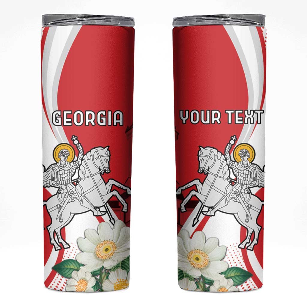 Personalized Georgia Independence Restoration Day Skinny Tumbler Dzala Ertobashia Rosa Laevigata