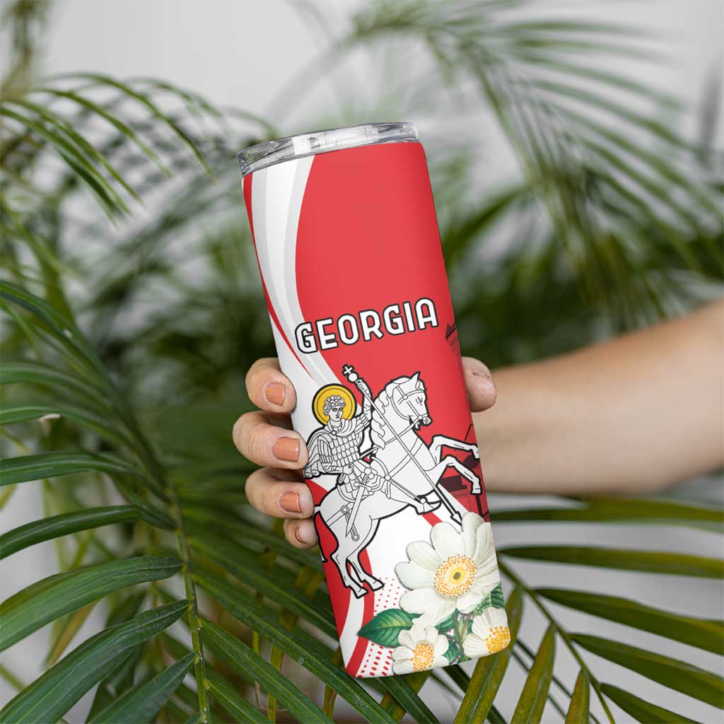 Personalized Georgia Independence Restoration Day Skinny Tumbler Dzala Ertobashia Rosa Laevigata