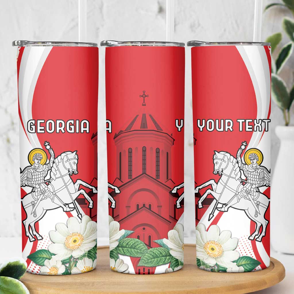 Personalized Georgia Independence Restoration Day Skinny Tumbler Dzala Ertobashia Rosa Laevigata