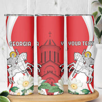 Personalized Georgia Independence Restoration Day Skinny Tumbler Dzala Ertobashia Rosa Laevigata