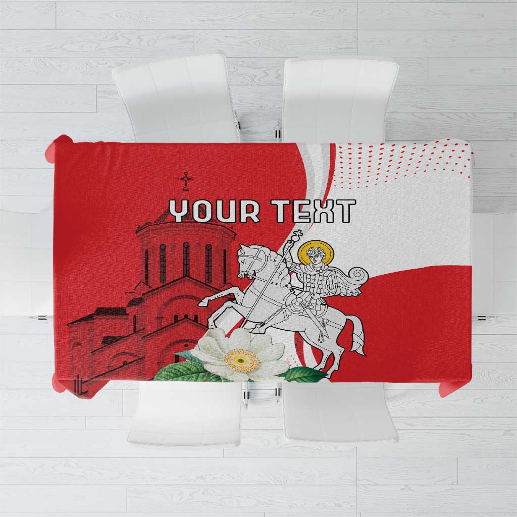 Personalized Georgia Independence Restoration Day Tablecloth Dzala Ertobashia Rosa Laevigata