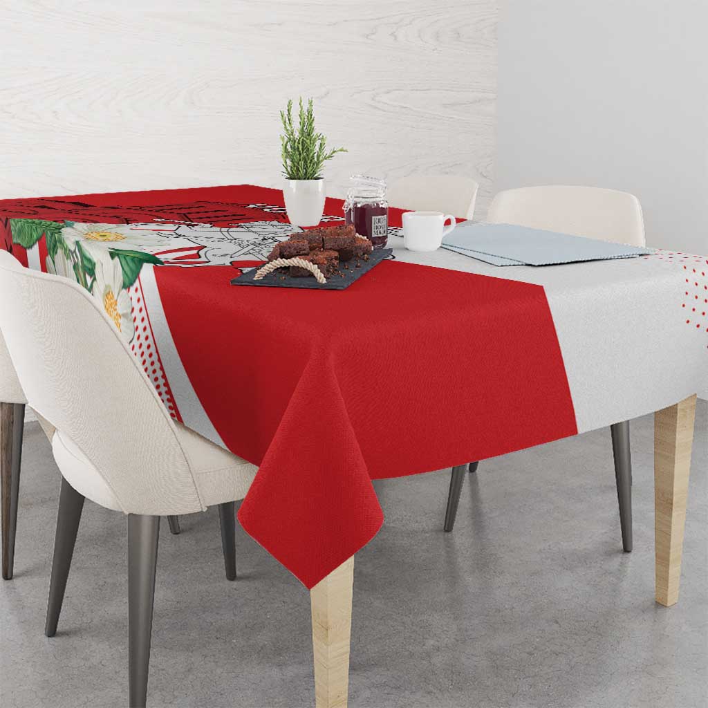 Personalized Georgia Independence Restoration Day Tablecloth Dzala Ertobashia Rosa Laevigata