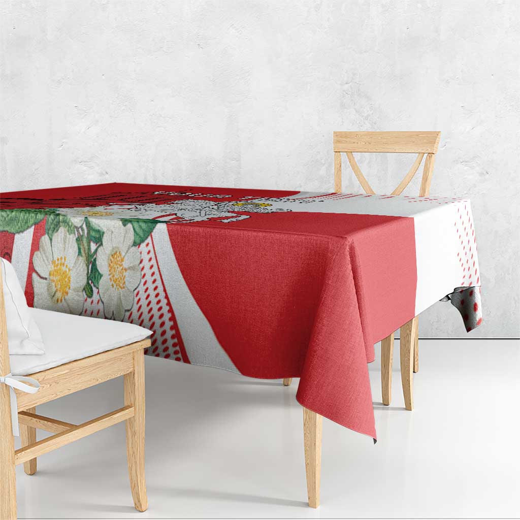 Personalized Georgia Independence Restoration Day Tablecloth Dzala Ertobashia Rosa Laevigata