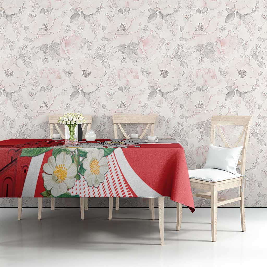 Personalized Georgia Independence Restoration Day Tablecloth Dzala Ertobashia Rosa Laevigata