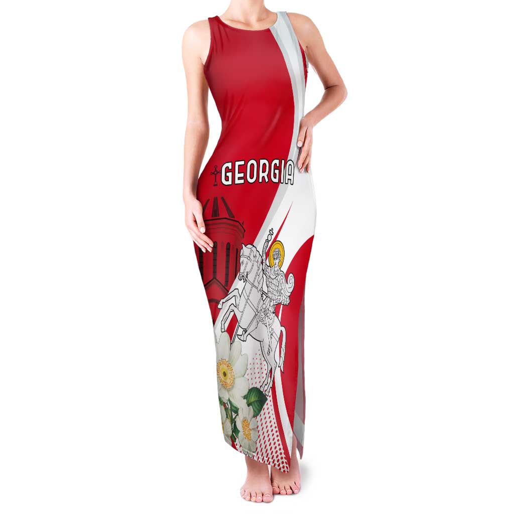 Personalized Georgia Independence Restoration Day Tank Maxi Dress Dzala Ertobashia Rosa Laevigata