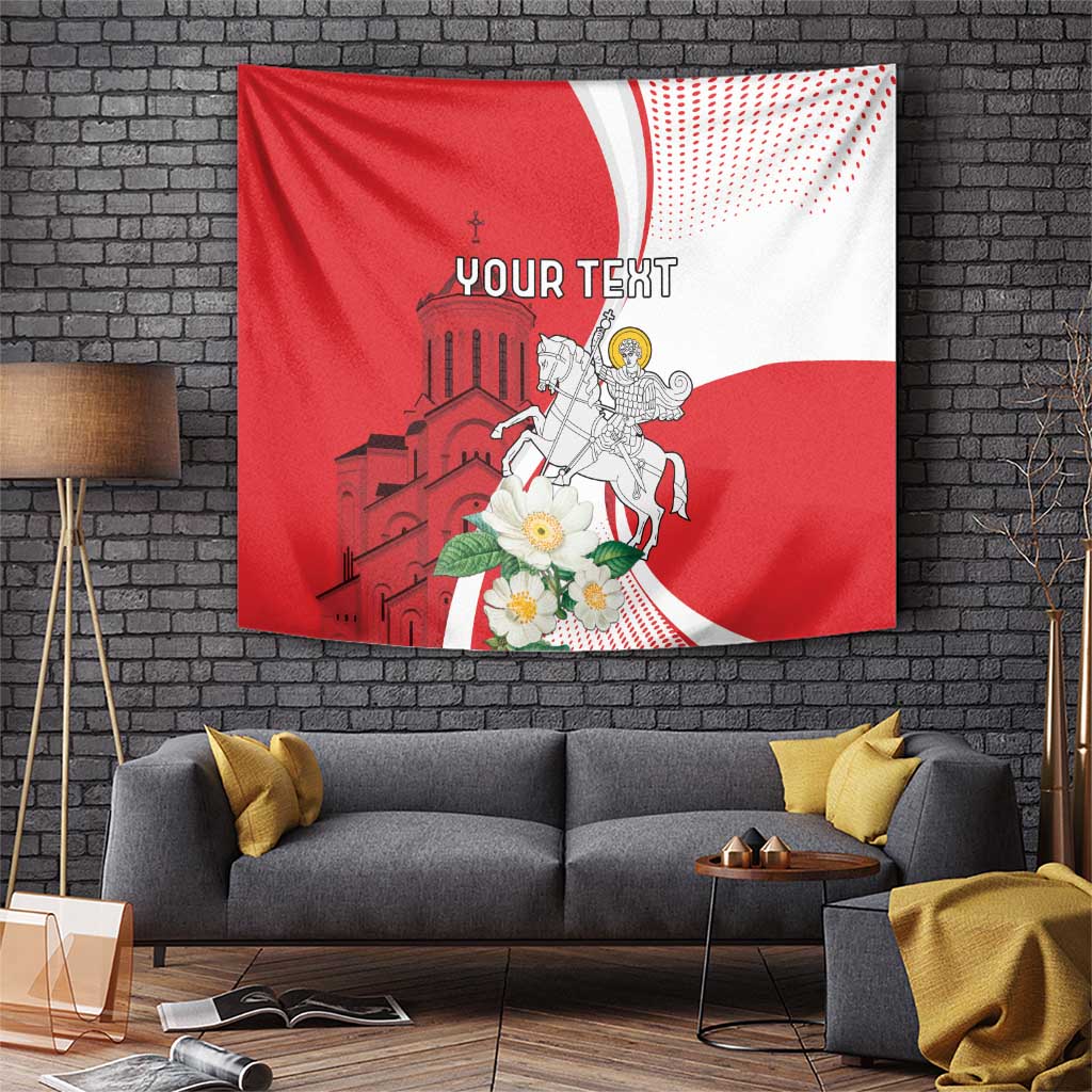 Personalized Georgia Independence Restoration Day Tapestry Dzala Ertobashia Rosa Laevigata