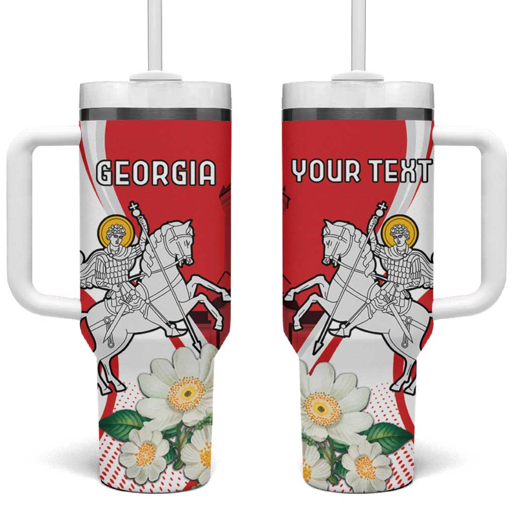 Personalized Georgia Independence Restoration Day Tumbler With Handle Dzala Ertobashia Rosa Laevigata