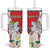 Personalized Georgia Independence Restoration Day Tumbler With Handle Dzala Ertobashia Rosa Laevigata